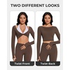 image:imageSUUKSESS Women 2 Piece Workout Sets for Pilates Long Sleeve Top LeggingsBrown