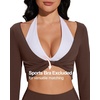 image:imageSUUKSESS Women 2 Piece Workout Sets for Pilates Long Sleeve Top LeggingsBrown