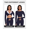 image:imageSUUKSESS Women 2 Piece Workout Sets for Pilates Long Sleeve Top LeggingsNavy