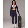 image:imageSUUKSESS Women 2 Piece Workout Sets for Pilates Long Sleeve Top LeggingsNavy