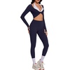 image:imageSUUKSESS Women 2 Piece Workout Sets for Pilates Long Sleeve Top LeggingsNavy