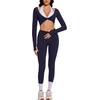 image:imageSUUKSESS Women 2 Piece Workout Sets for Pilates Long Sleeve Top LeggingsNavy