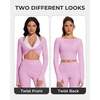 image:imageSUUKSESS Women 2 Piece Workout Sets for Pilates Long Sleeve Top LeggingsPink