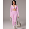 image:imageSUUKSESS Women 2 Piece Workout Sets for Pilates Long Sleeve Top LeggingsPink