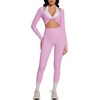 image:imageSUUKSESS Women 2 Piece Workout Sets for Pilates Long Sleeve Top LeggingsPink