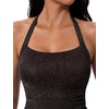 image:imageSUUKSESS Women Halter Tankini Swimsuits Tummy Control Two Piece Bathing SuitBalck Leopard