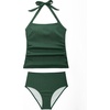image:imageSUUKSESS Women Halter Tankini Swimsuits Tummy Control Two Piece Bathing SuitGold Green