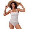 image:imageSUUKSESS Women Halter Tankini Swimsuits Tummy Control Two Piece Bathing SuitGold White