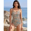 image:imageSUUKSESS Women Halter Tankini Swimsuits Tummy Control Two Piece Bathing SuitGreen Floral
