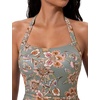 image:imageSUUKSESS Women Halter Tankini Swimsuits Tummy Control Two Piece Bathing SuitGreen Floral