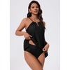 image:imageSUUKSESS Women Ruffle High Neck Tankini Swimsuit Tummy Control Bathing SuitBlack
