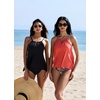 image:imageSUUKSESS Women Ruffle High Neck Tankini Swimsuit Tummy Control Bathing SuitBlack