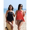 image:imageSUUKSESS Women Ruffle High Neck Tankini Swimsuit Tummy Control Bathing SuitBlack