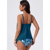 image:imageSUUKSESS Women Ruffle High Neck Tankini Swimsuit Tummy Control Bathing SuitBlue Floral