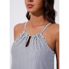 image:imageSUUKSESS Women Ruffle High Neck Tankini Swimsuit Tummy Control Bathing SuitBlue Striped