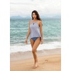 image:imageSUUKSESS Women Ruffle High Neck Tankini Swimsuit Tummy Control Bathing SuitBlue Striped