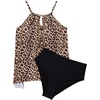 image:imageSUUKSESS Women Ruffle High Neck Tankini Swimsuit Tummy Control Bathing SuitLeopard Black