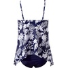 image:imageSUUKSESS Women Ruffle High Neck Tankini Swimsuit Tummy Control Bathing SuitNavy Blue Floral