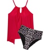image:imageSUUKSESS Women Ruffle High Neck Tankini Swimsuit Tummy Control Bathing SuitRed Leopard
