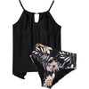 image:imageSUUKSESS Women Ruffle High Neck Tankini Swimsuit Tummy Control Bathing SuitRetro Floral Black