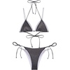 image:imageSUUKSESS Women Sexy Triangle Bikini Set Halter String Two Piece Swimsuit225 Black Silver Glitter
