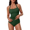 image:imageSUUKSESS Women Halter Tankini Swimsuits Tummy Control Two Piece Bathing SuitGold Green
