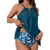 image:imageSUUKSESS Women Ruffle High Neck Tankini Swimsuit Tummy Control Bathing SuitBlue Floral