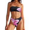 image:imageSUUKSESS Women Sexy High Waisted Bikini Set Cheeky 2 Piece Bandeau Bathing Suit205 Black Pink Floral
