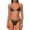 image:imageSUUKSESS Women Sexy Triangle Bikini Set Halter String Two Piece Swimsuit225 Black Gold Glitter