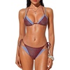 image:imageSUUKSESS Women Sexy Triangle Bikini Set Halter String Two Piece Swimsuit225 Burgundy Blue Glitter