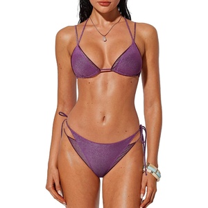 image:imageSUUKSESS Women Sexy Triangle Bikini Set Halter String Two Piece Swimsuit225 Purple Glitter