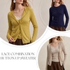 image:imageSUUKSESS Women Cashmere Lace Button Down Sweater Knit Long Sleeve TopsBaby Pink