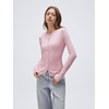 image:imageSUUKSESS Women Cashmere Lace Button Down Sweater Knit Long Sleeve TopsBaby Pink