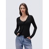 image:imageSUUKSESS Women Cashmere Lace Button Down Sweater Knit Long Sleeve TopsBlack