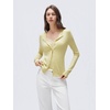 image:imageSUUKSESS Women Cashmere Lace Button Down Sweater Knit Long Sleeve TopsLight Yellow