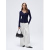 image:imageSUUKSESS Women Cashmere Lace Button Down Sweater Knit Long Sleeve TopsNavy Blue