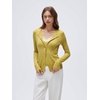 image:imageSUUKSESS Women Cashmere Lace Button Down Sweater Knit Long Sleeve TopsOlive Yellow