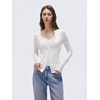 image:imageSUUKSESS Women Cashmere Lace Button Down Sweater Knit Long Sleeve TopsWhite