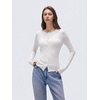 image:imageSUUKSESS Women Cashmere Lace Button Down Sweater Knit Long Sleeve TopsWhite