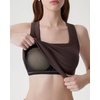 image:imageSUUKSESS Womens Padded Cotton Ribbed Tank Tops Square Neck Basic Tops  Basic Bulit in Bras Tank Tops Going Out Tank Slim Fit Sleeveless Racerback Soft BreathableDark Brown