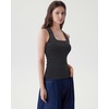 image:imageSUUKSESS Womens Padded Cotton Ribbed Tank Tops Square Neck Basic Tops  Basic Bulit in Bras Tank Tops Going Out Tank Slim Fit Sleeveless Racerback Soft BreathableBlack Polka Dots