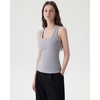image:imageSUUKSESS Womens Padded Cotton Ribbed Tank Tops Square Neck Basic Tops  Basic Bulit in Bras Tank Tops Going Out Tank Slim Fit Sleeveless Racerback Soft BreathableGray