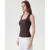 image:imageSUUKSESS Womens Padded Cotton Ribbed Tank Tops Square Neck Basic Tops  Basic Bulit in Bras Tank Tops Going Out Tank Slim Fit Sleeveless Racerback Soft BreathableDark Brown