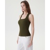 image:imageSUUKSESS Womens Padded Cotton Ribbed Tank Tops Square Neck Basic Tops  Basic Bulit in Bras Tank Tops Going Out Tank Slim Fit Sleeveless Racerback Soft BreathableArmy Green