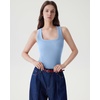 image:imageSUUKSESS Womens Padded Cotton Ribbed Tank Tops Square Neck Basic Tops  Basic Bulit in Bras Tank Tops Going Out Tank Slim Fit Sleeveless Racerback Soft BreathableBaby Blue