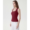 image:imageSUUKSESS Womens Padded Cotton Ribbed Tank Tops Square Neck Basic Tops  Basic Bulit in Bras Tank Tops Going Out Tank Slim Fit Sleeveless Racerback Soft BreathableWine Red