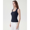 image:imageSUUKSESS Womens Padded Cotton Ribbed Tank Tops Square Neck Basic Tops  Basic Bulit in Bras Tank Tops Going Out Tank Slim Fit Sleeveless Racerback Soft BreathableNavy Blue