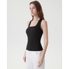 image:imageSUUKSESS Womens Padded Cotton Ribbed Tank Tops Square Neck Basic Tops  Basic Bulit in Bras Tank Tops Going Out Tank Slim Fit Sleeveless Racerback Soft BreathableBlack