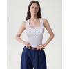 image:imageSUUKSESS Womens Padded Cotton Ribbed Tank Tops Square Neck Basic Tops  Basic Bulit in Bras Tank Tops Going Out Tank Slim Fit Sleeveless Racerback Soft BreathableWhite Polka Dots