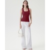 image:imageSUUKSESS Womens Padded Cotton Ribbed Tank Tops Square Neck Basic Tops  Basic Bulit in Bras Tank Tops Going Out Tank Slim Fit Sleeveless Racerback Soft BreathableWine Red
